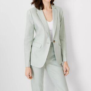 Ann Taylor Petite Linen Blend 2-piece Pant Suit in Aqua Grey NWT